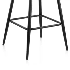 Elama 2 Piece Velvet Tufted Bar Chair in Black with Metal Legs