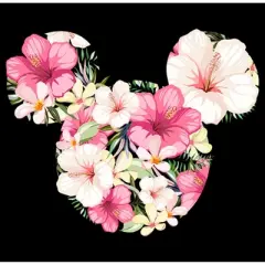 Men's Mickey & Friends Pink Floral Mickey Mouse Logo T-Shirt