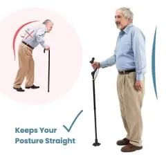 Walking Cane Collapsible Special Balancing with 10 Adjustable Heights - Self-Standing Folding Cane, Comfortable and Lightweight - MedicalKingUsa