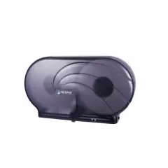 San Jamar R4000TBK 19 in. x 5-1/4 in. x 12 in. Twin 9 in. Tissue Dispenser - Transparent Black Pearl, Jumbo