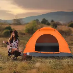 NAYSAYE Camping Tent 1 Person Orange Waterproof Dome Tent with Fiberglass Poles for Backpacking Camping, Orange