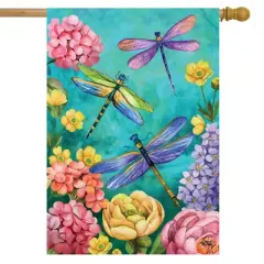 Dragonfly Garden Spring House Flag Floral 28" x 40" Briarwood Lane