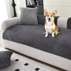FUNNY FUZZY Pet Couch Slipcover for Sofa - Striped Chenille Non-Slip Luxury Furniture Protect
