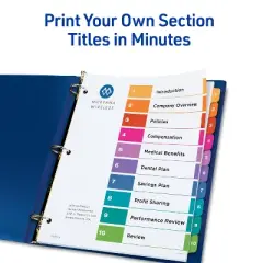 Avery Dividers for 3 Ring Binders, 10 Tabs per Set, Customizable Table of Contents, Multicolor Tabs (3 Sets of 11072)