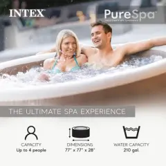 INTEX 28425EP PureSpa Bubble Massage Spa Set: Includes Energy Efficient Spa Cover &ndash; 120 Bubble Jets &ndash; 4 Person Capacity &ndash; 77" x 28"