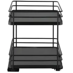 Organize It All 2 Tier Slide Out Shelf Organizer: Steel Kitchen Cabinet Storage, Black, 9" H x 10" W x 8" D, 10.47 lbs