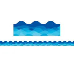 Creative Teaching Press&reg; Waves Of Blue Wavy EZ Border, 48 Feet Per Pack, 3 Packs