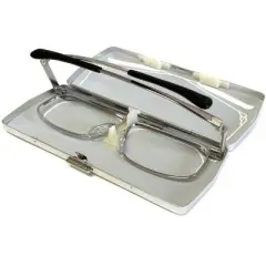 SlimFold Kanda (005) of Japan Folding Reading Glasses with Case in Brown/Blue Light Filter Lenses +3.00