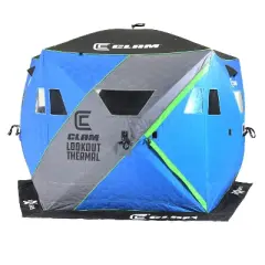 Clam X500 Insulated Thermal Lookout Outdoor Fishing Hunting Hub Tent Shelter & 14473 Removable Floor for X-5000 5 Sided Thermal Hub Ice Fishing Tents