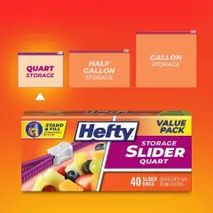 Hefty Quart Food Storage Slider Bag - 40ct