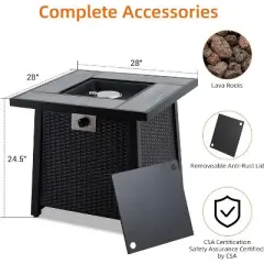 Garvee 28 Inch Propane Fire Pit, CSA-Listed Outdoor Gas Fire Pit, 50,000 BTU Steel Fire Table with Lid and Lava Rock, Gas Fire Pits for Patio