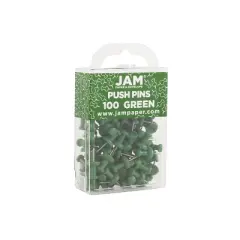 JAM Paper Colored Pushpins Green Push Pins 2 Packs of 100 (2242954A)