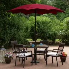 Northlight 8.85ft Outdoor Patio Lotus Umbrella with Hand Crank, Burgundy