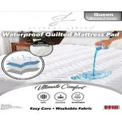 Supreme Living Soft Quilted Waterproof Mattress Pad  &ndash; Guards Against Spills, Stains, and Allergens