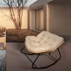 Patio Egg Rocking Chair,Chaise Rocking Chair,Rattan Wicker Lounge Chair,Outdoor Rocking Chair -Maison Boucle