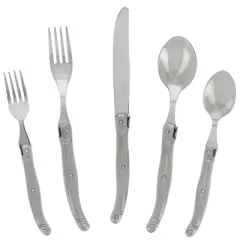 French Home Laguoile 20pc Stainless Steel Silverware Set Silver: Flatware Set, Service for 4, Dishwasher-Safe