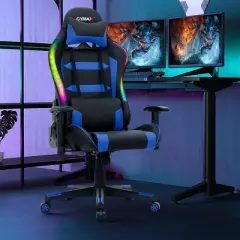 Costway Gaming Chair Adjustable Swivel Computer Chair w/ LED Lights & Remote