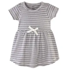 Touched by Nature Baby and Toddler Girl Organic Cotton Short-Sleeve Dresses 2pk, Flutter Garden