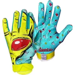 Battle Sports Alien Cloaked Adult Football Gloves - Turquoise/Green