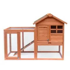 ORRD Easy-Assemble Wooden Rabbit Hutch Chicken Coop - Weatherproof Outdoor Bunny House with Run for Guinea Pigs & Small Animals