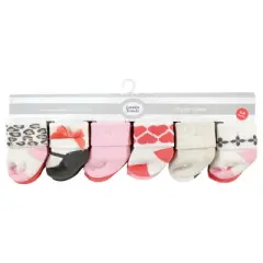 Luvable Friends Infant Girl Newborn and Baby Terry Socks, Leopard