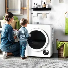 HOMCOM 120V Portable Clothes Dryer, 1300W Compact Laundry Front Load Tumble Dryer Machine 3.3  Cu. Ft. with Stainless Steel Tub, White
