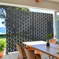 PexFix 72 in. x 47 in. Outdoor Metal Privacy Screen Garden Fence in Square Pattern in Black