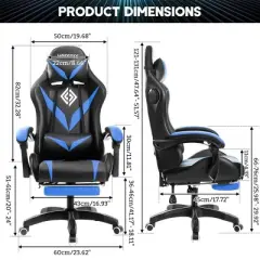 Hoffree Upholstered Massage Gaming Chair Smart Value Ergonomic Office PC Chair with Bluetooth Speaker & RGB Light