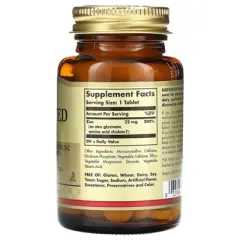 Solgar Chelated Zinc, 100 Tablets - Zinc for Healthy Skin - Supports Cell Growth & DNA Formation - Exerts Antioxidant Activity - Supports A Healthy