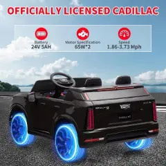 24V Kids Ride on Car Licensed Cadillac, 2 Seater Ride on Truck Toy Battery Powered Electric Car with Remote Control, LED Lights and Music