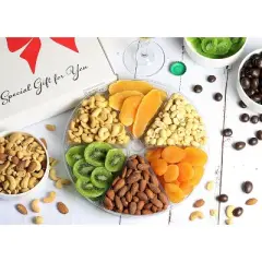 Gourmet Salted Nuts & Dried Fruit Assortment Gift Tray 6-Pt- Gift Box for Christmas, New Year Events by It's Delish