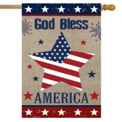 God Bless America Star Burlap House Flag 28" x 40" Briarwood Lane