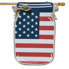 Patriotic Mason Jar Burlap House Flag USA 28" x 40" Briarwood Lane