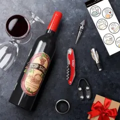 Tirrinia Wine Accessories Gift Set-Wine Bottle Corkscrew Opener Kit, Drip Ring, Foil Cutter and Wine Pourer and Stopper, Gift Ideas for Wine Lovers