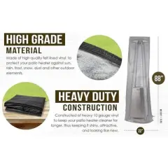 Fire Sense Vinyl Cover Full Length Outdoor For Flame Style Patio Heaters Heavy Duty 10 Gauge Felt Lined Waterproof Weather Resistant With Zipper