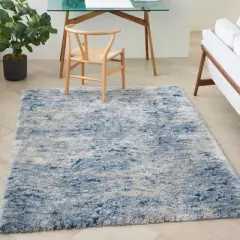 Nourison Dreamy Shag Contemporary Machine Woven Indoor Area Rug Light Blue