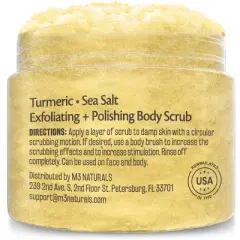 Turmeric Body Scrub, Skin Exfoliator with Collagen and Coconut Oil, M3 Naturals, 12oz