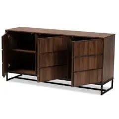 Neil Wood and Metal Dining Room Buffet Brown/Black - Baxton Studio