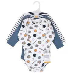 Hudson Baby Infant Boy Cotton Long-Sleeve Bodysuits 3pk, Basic Sports