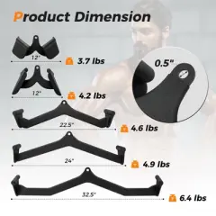 Costway LAT Pulldown Attachment Set Back Strength Training Bicep Tricep Handle Grips