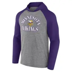NFL Minnesota Vikings Men's Gray Full Back Run Long Sleeve Lightweight Hooded Sweatshirt