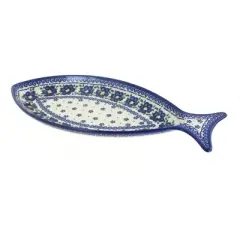 Blue Rose Polish Pottery 452 Vena Fish Dish