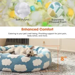 JOEJOY Dog Beds Large Sized Dog - Washable Furry Pet Beds, Round Orthopedic Corduroy Fleece Puppy Beds with Removable Zipper Cover