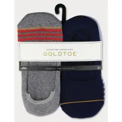 Signature Gold by GOLDTOE Men's Modern Essential Invisible Socks 6pk - White/Blue