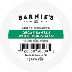 Barnie's Coffee & Tea Co. Coffee Pods, Santa's White Christmas Medium Roast Decaf Coffee in Single Serve Cups, 24 Count