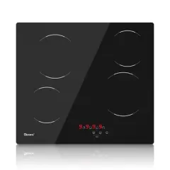 ZACHVO 24-Inch 6000W 4-Burner Built-In Ceramic Radiant Electric Cooktop with Touch Control, 220V~240V, 9 Power Levels & Child Lock