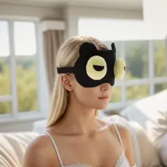 Soft Yellow Eyes Semicircle Eyes Sleep Mask Black 1 Pc
