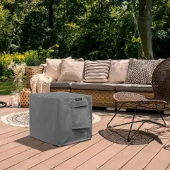 KHOMO GEAR Square Table Cover &ndash; Waterproof, Heavy-Duty Outdoor Furniture Cover in Grey &ndash; Fits Patio Coffee, Side, End & Small Square Tables - 21x17x21