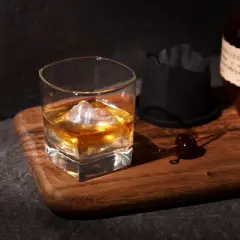 Viski Mountain Ice Mold with Whiskey Glass, Old Fashioned Ice Mold Craft Cocktail Ice Maker, Silicone Ice Mold with Crystal Glass Set of 2