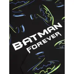Batman Forever Batman & Riddler Repeat Logo Long Sleeve Black Adult Hooded Sweatshirt